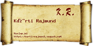 Kürti Rajmund névjegykártya